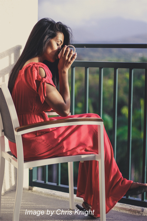 woman drinking Sippinshire tea